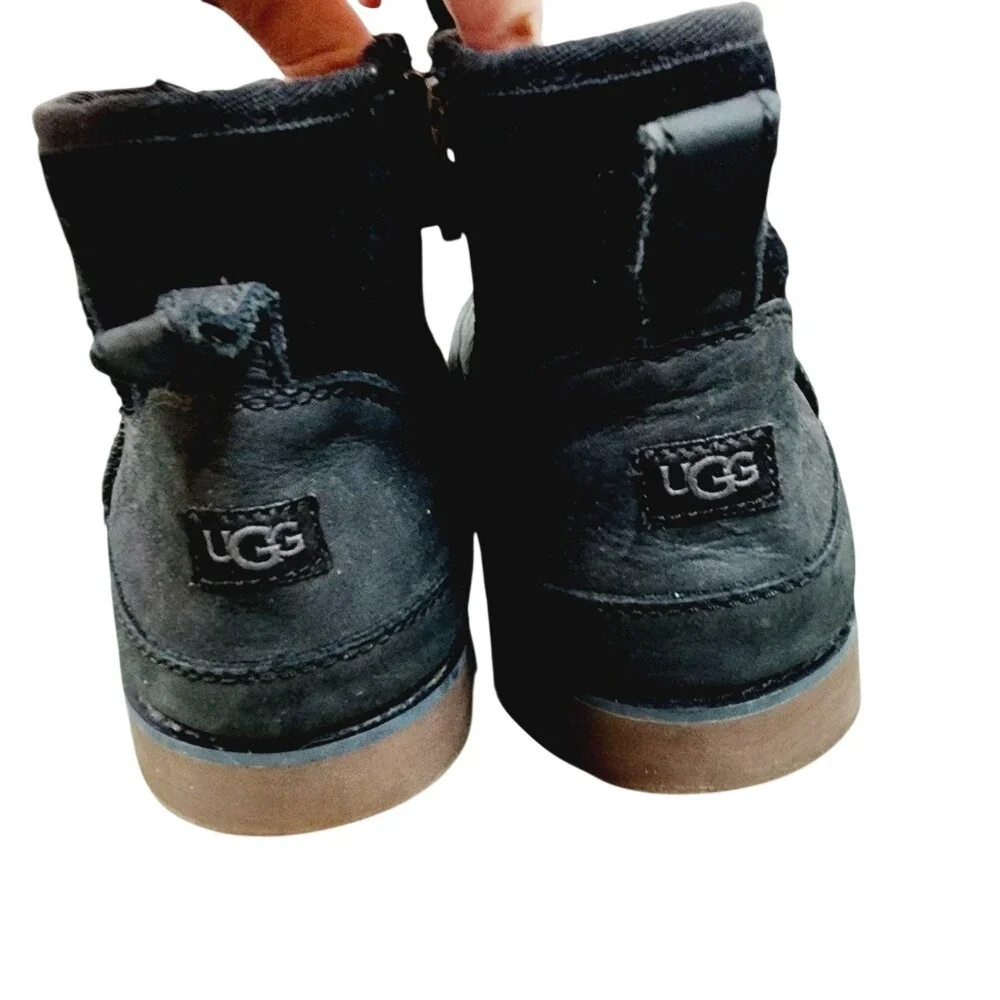 UGG Hannen Waterproof Leather Suede Boots Black 1094574K Womens 6